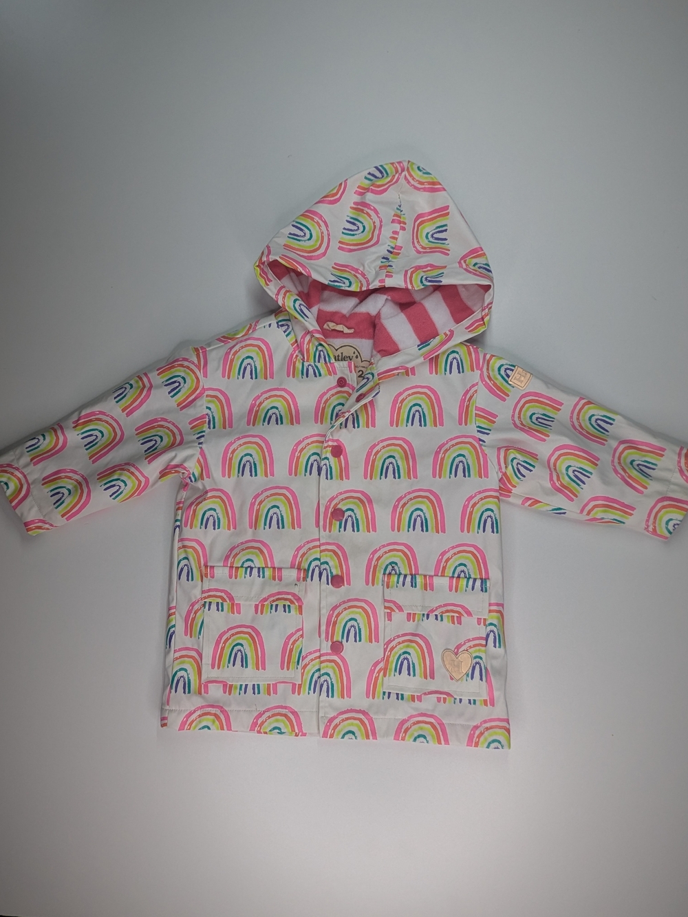 Hatley Pink Rainbow Hooded Rain Coat